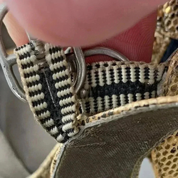 Prima Royale heels size 7 cream gray Python print chunky 60s 70s platforms - Picture 12 of 13